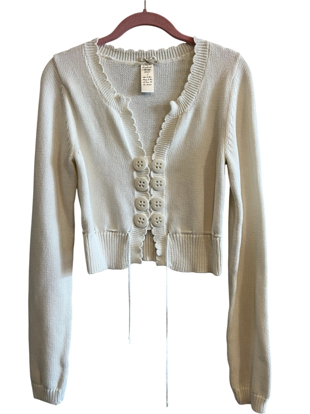 Forever 21 100% Cotton Women’s Cream Button-Front Cropped Knit Sweater Cardigan